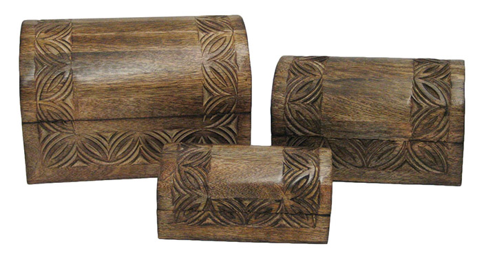 Mango Wood Celtic Design Set of 3 Boxes